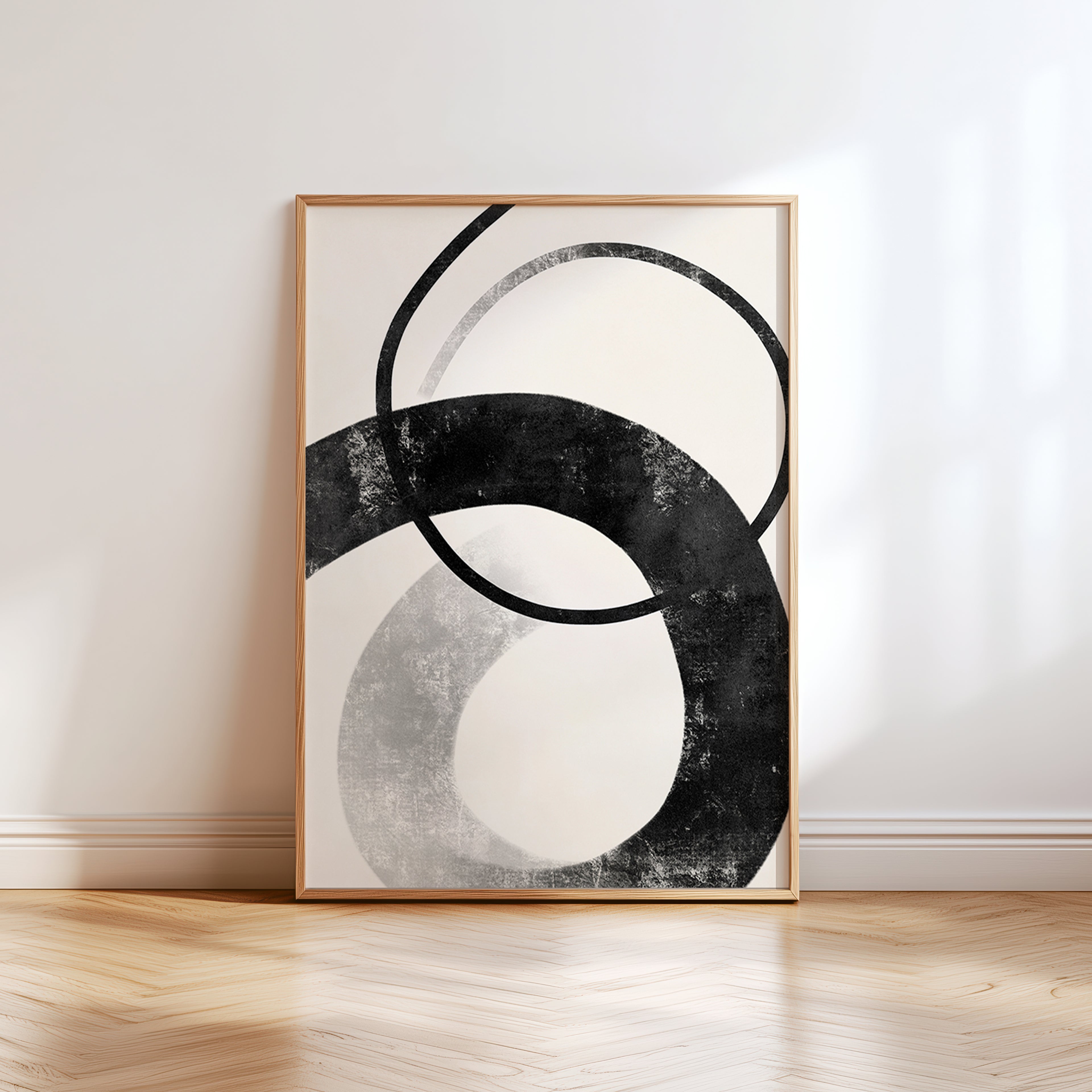 Cuadro Abstracto Geometría Circular Negra Minimal