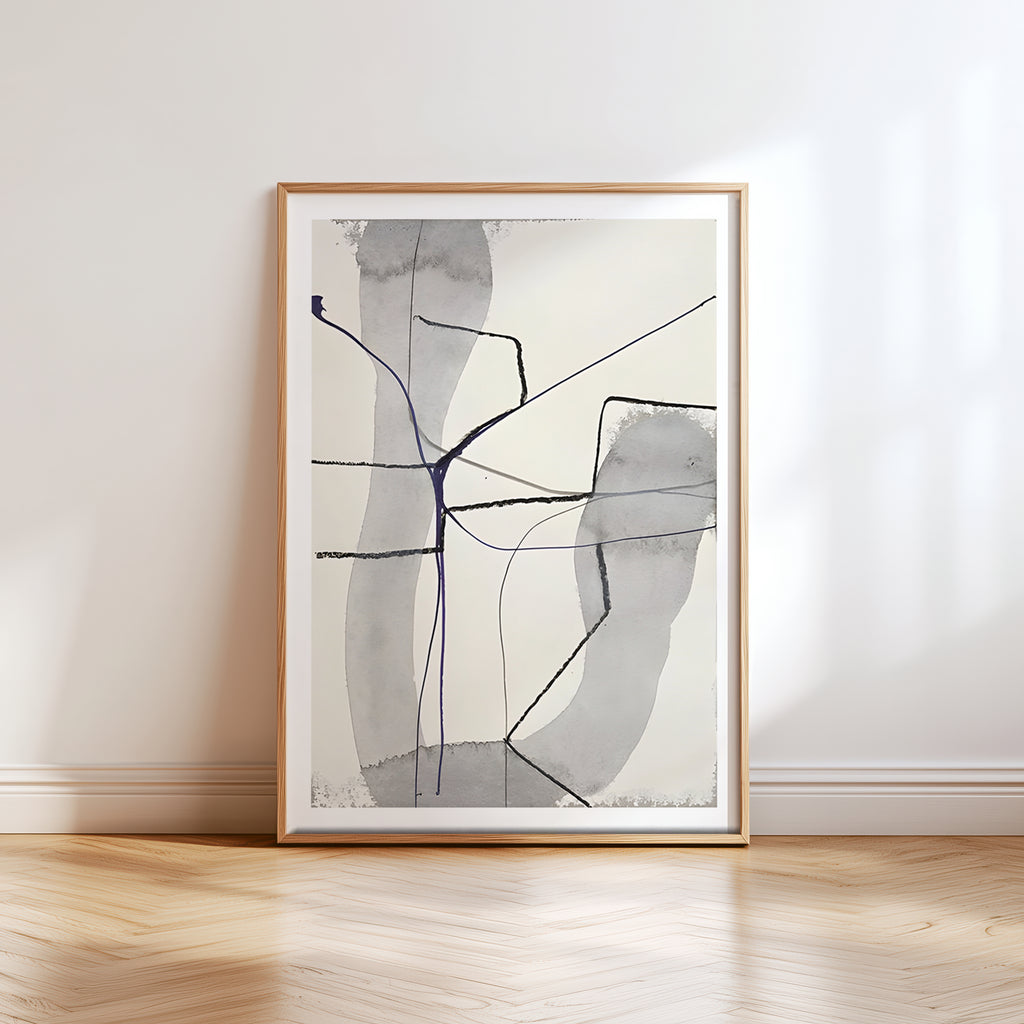 Cuadro Abstracto Dibujo Lineal Arquitectónico Neutro