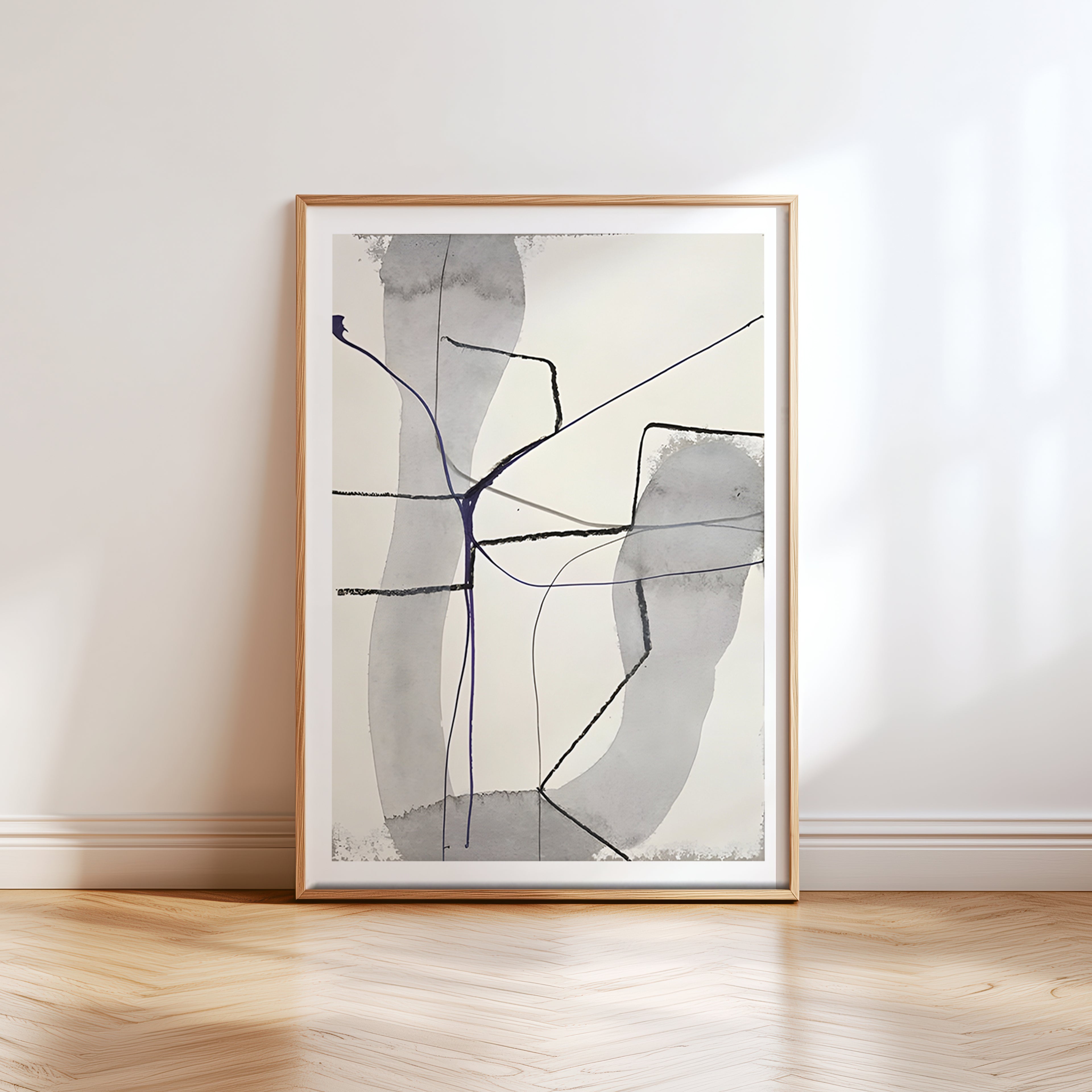 Cuadro Abstracto Dibujo Lineal Arquitectónico Neutro