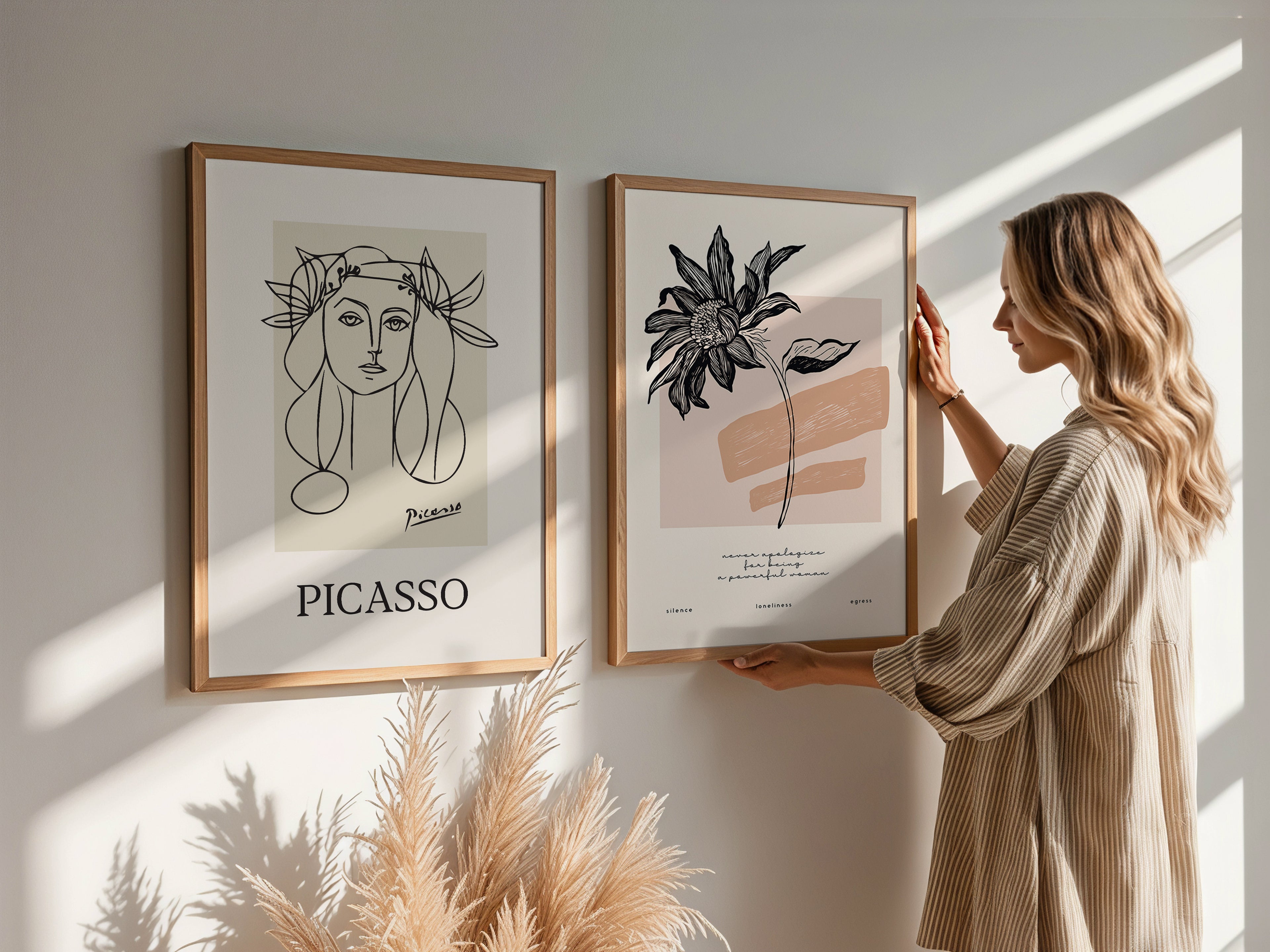 Cuadro Letras Botánica Beige Moderna