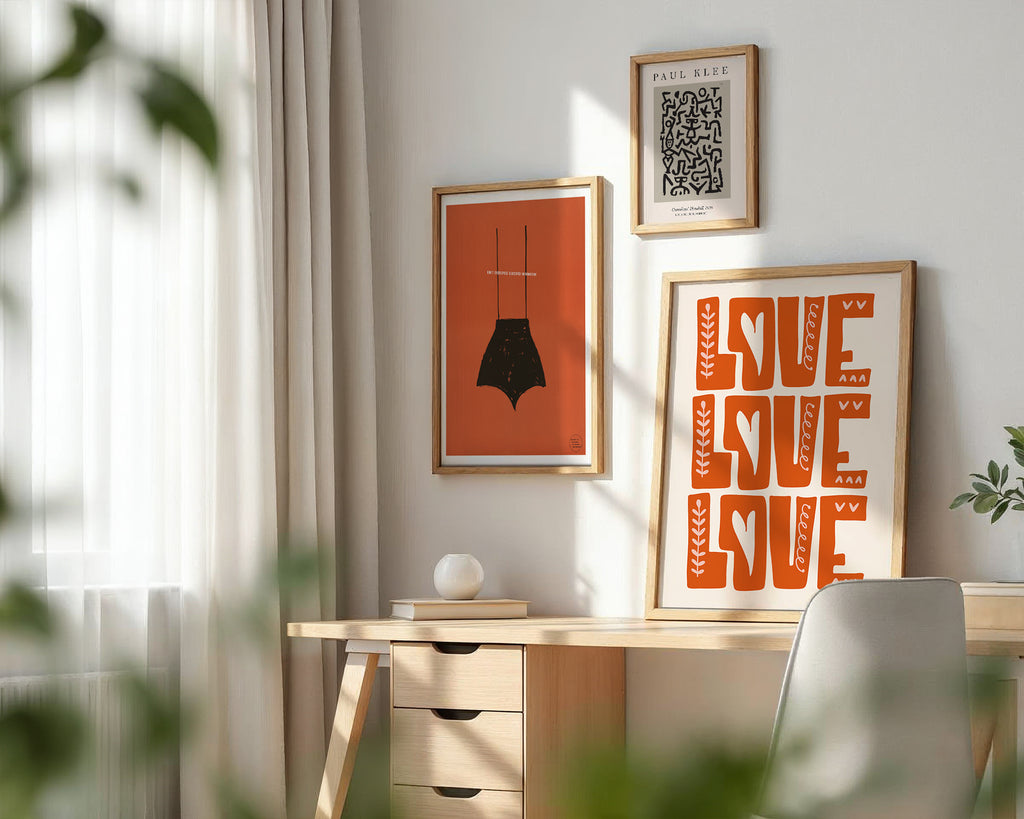 Cuadro Letras Love Love Love Naranja