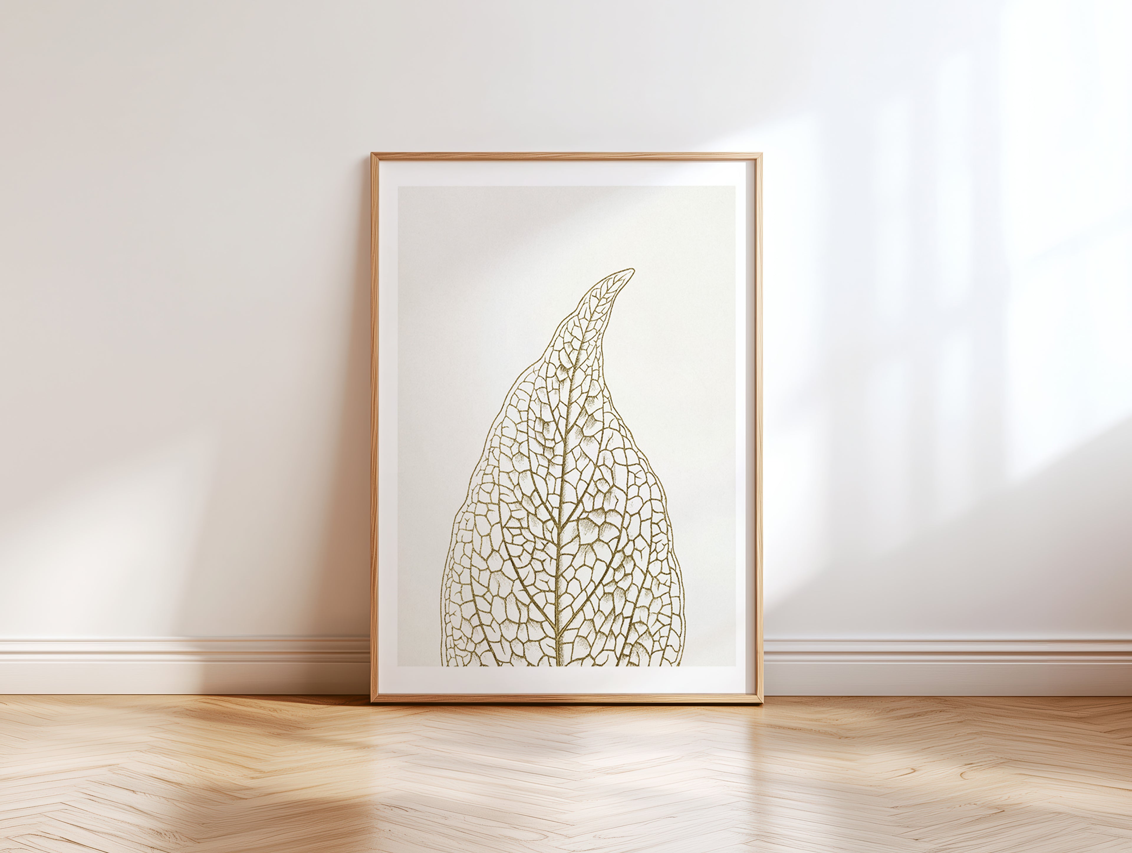 Cuadro Naturaleza Hoja Seca Beige Estilo Natural Moderno