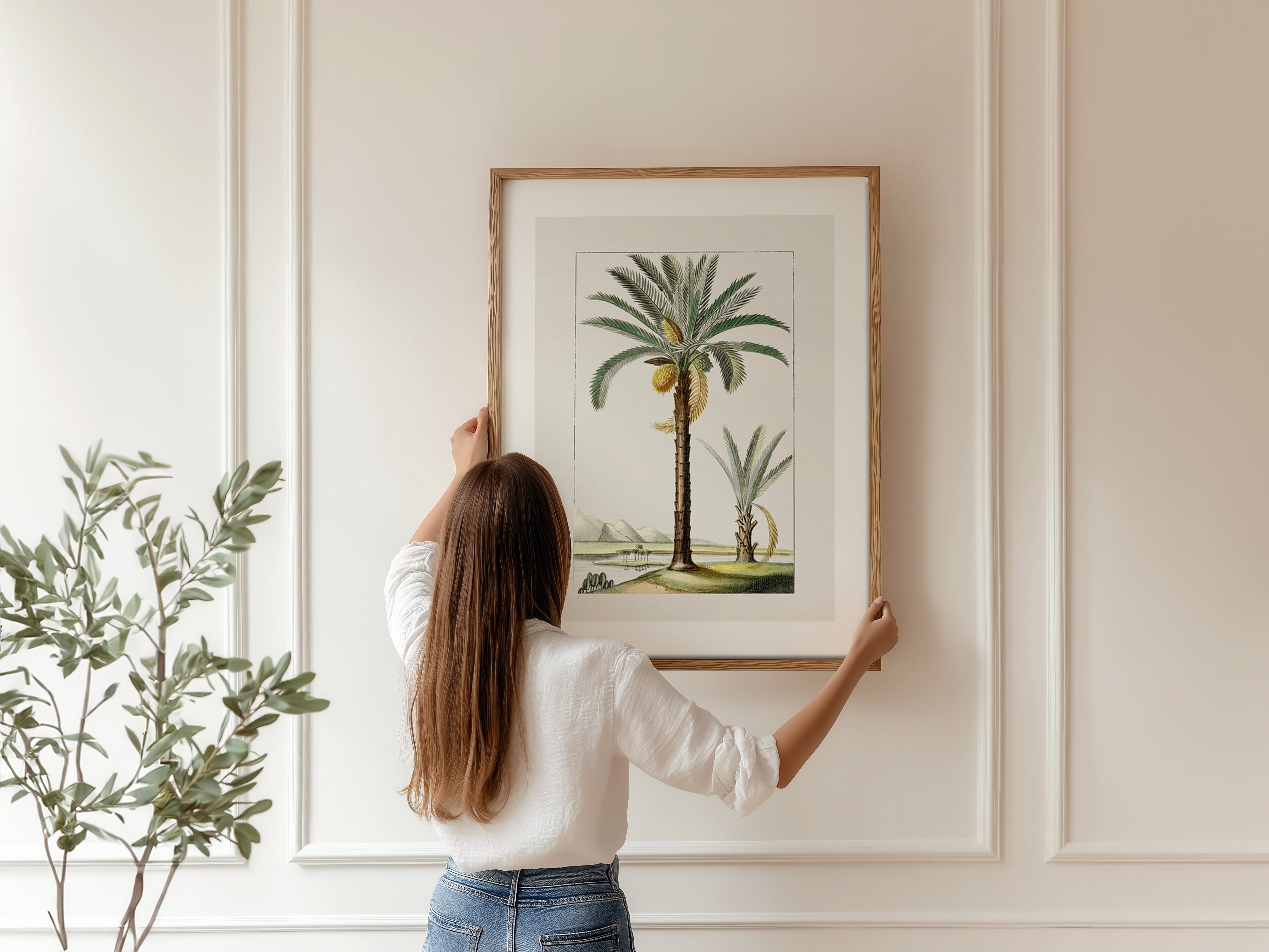 Cuadro Naturaleza Palma Tropical Ilustración Clásica