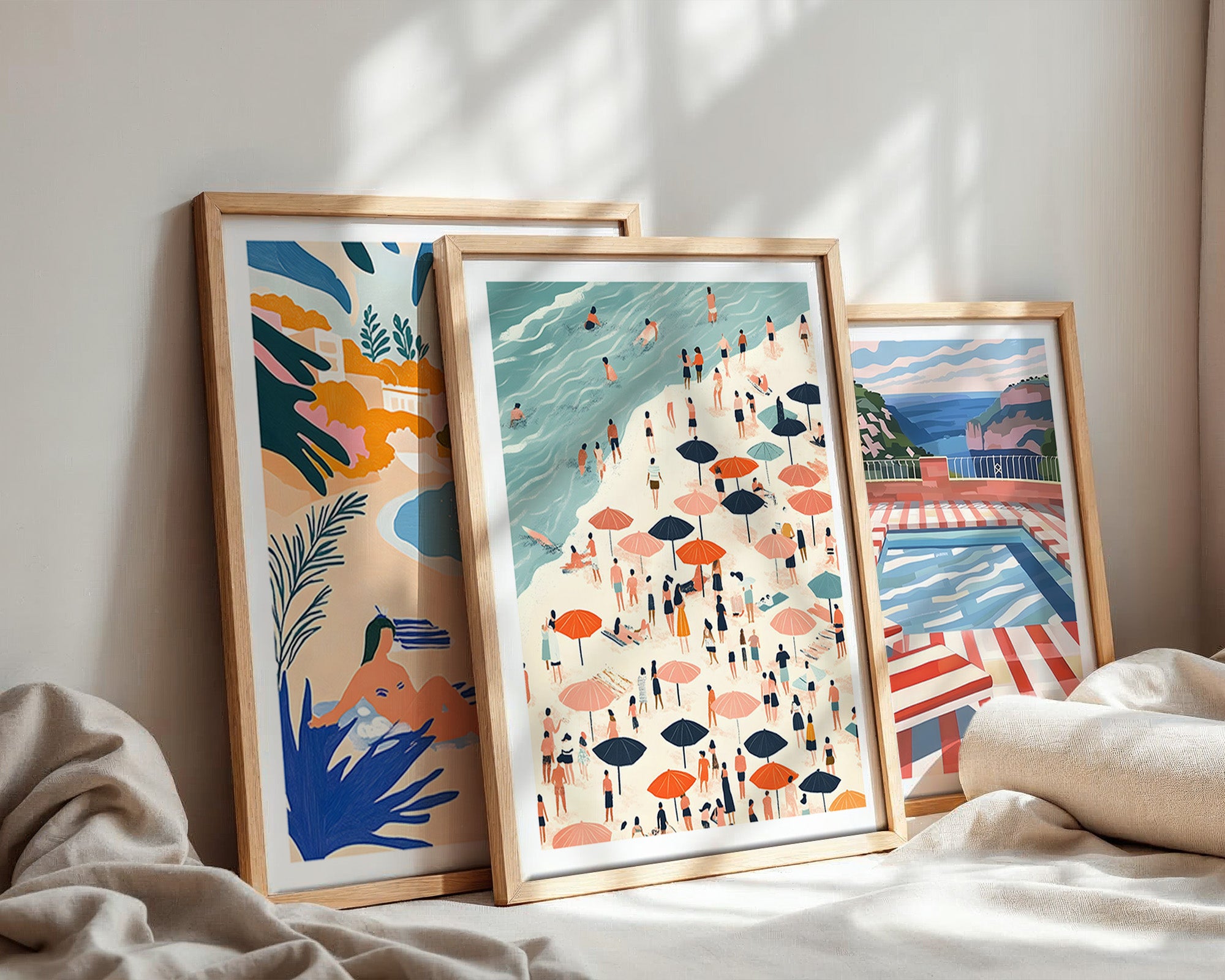 Cuadro Playa Ilustración Tropical Colorida