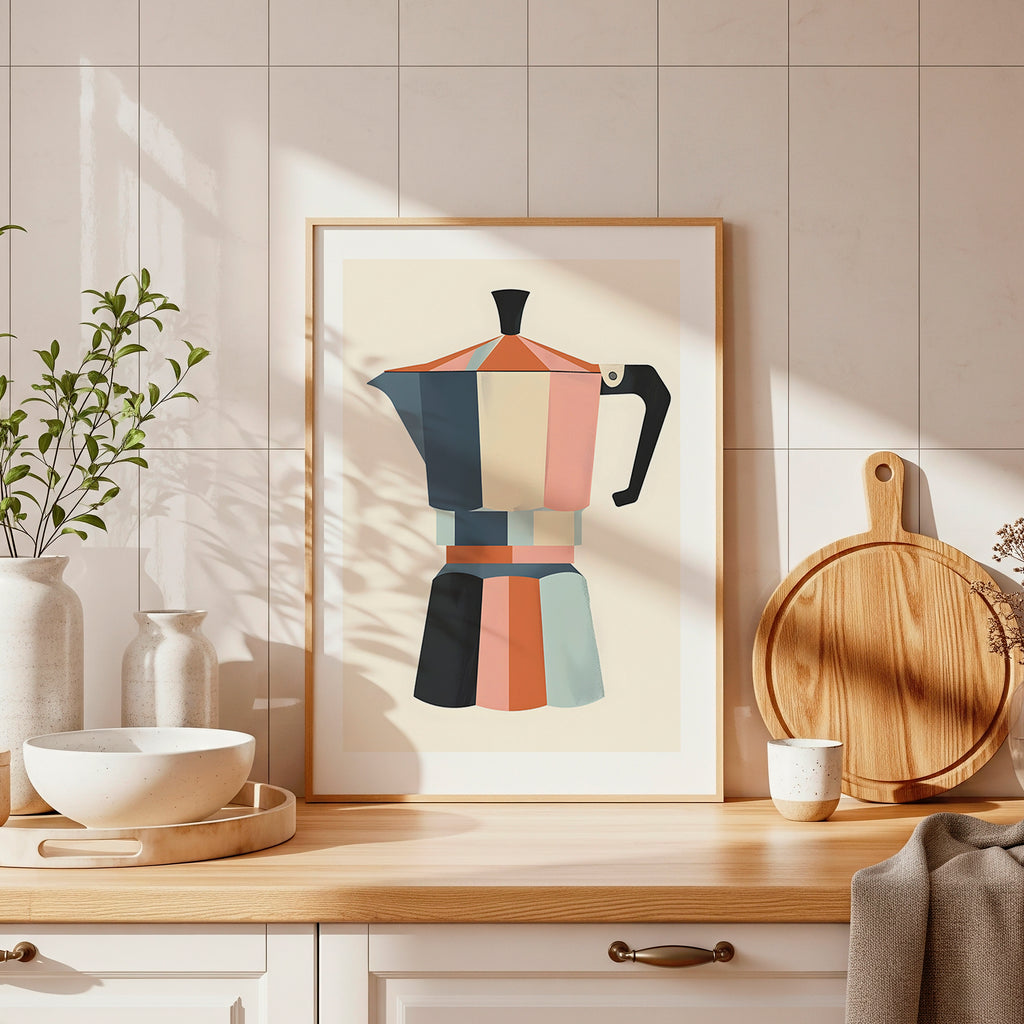 Cuadro Cocina Cafetera Retro multicolor