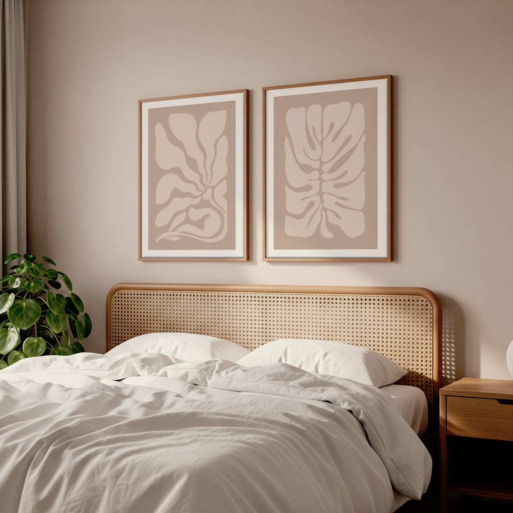 Cuadro Boho Hoja Abstracta Beige Suave