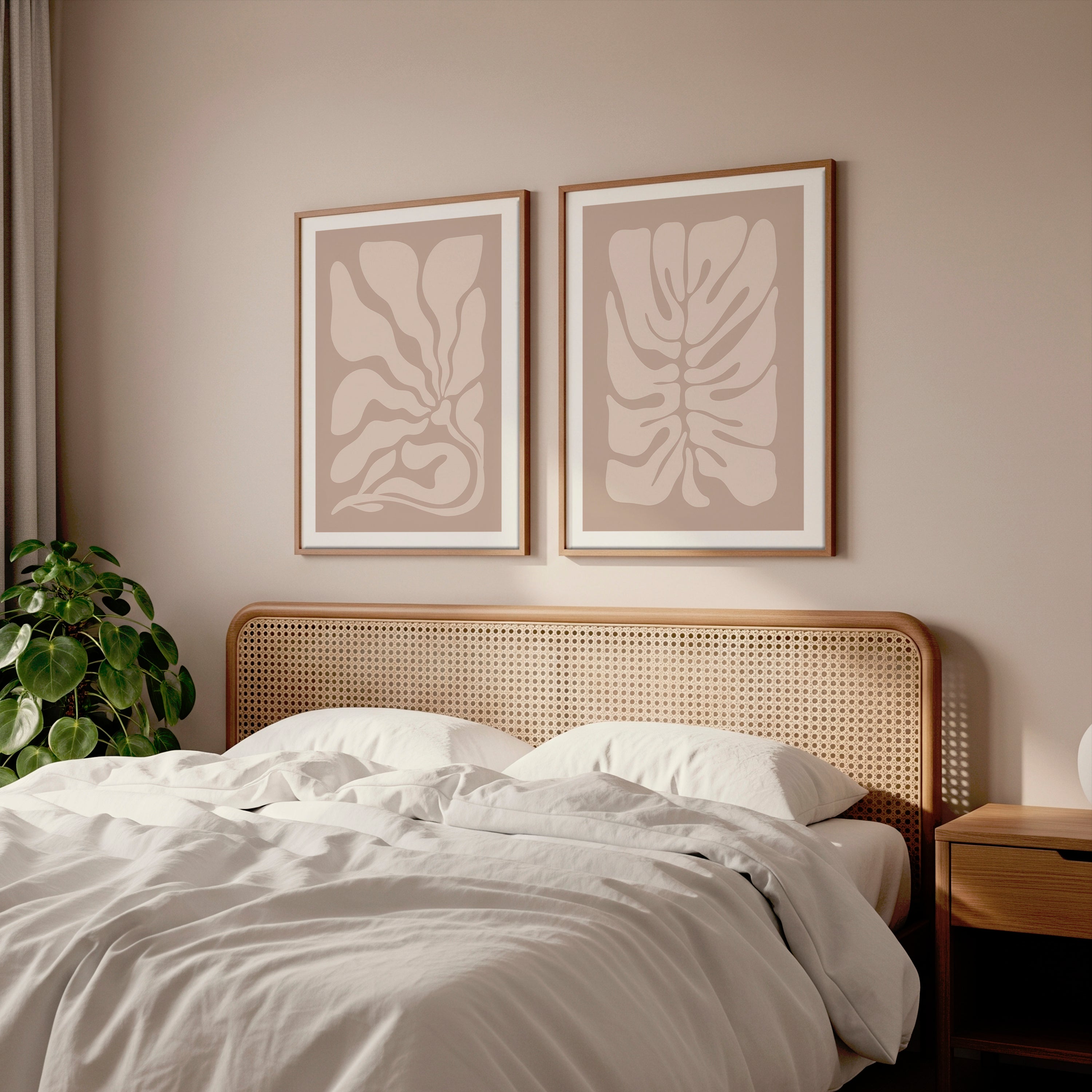 Cuadro Boho Hoja Abstracta Beige Suave