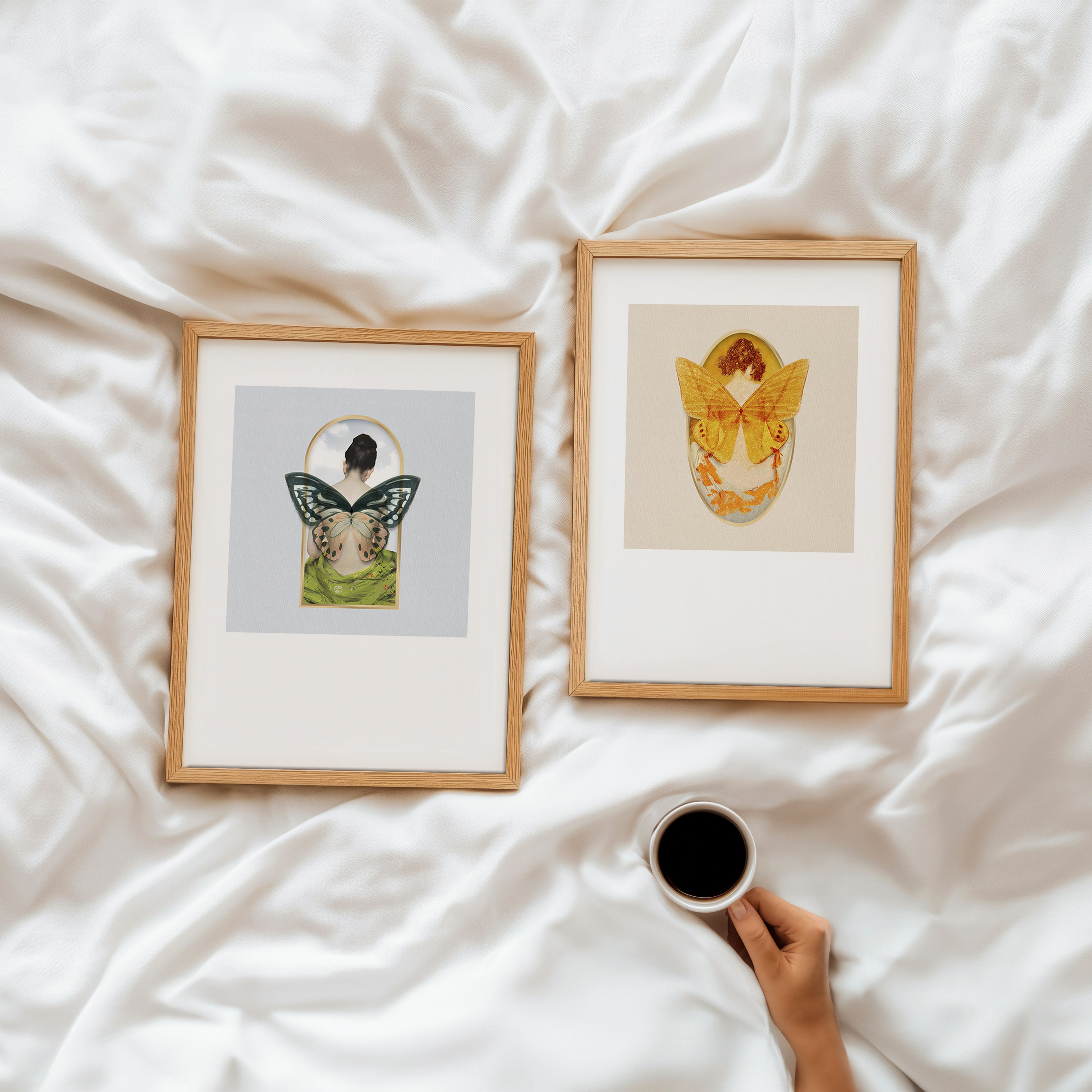 Cuadro Vintage ilustración joven mariposa amarilla