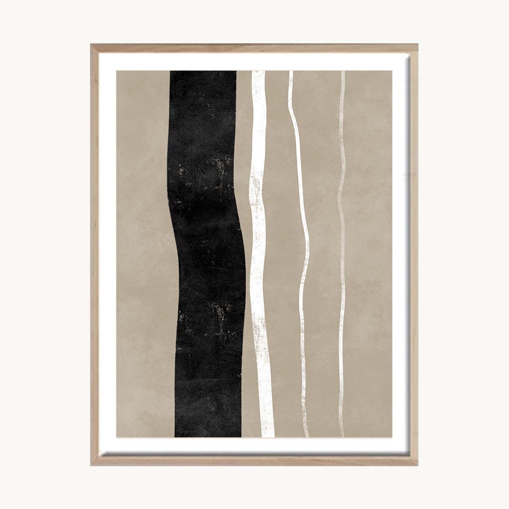 Cuadro Abstracto Composición Vertical Negra Minimal