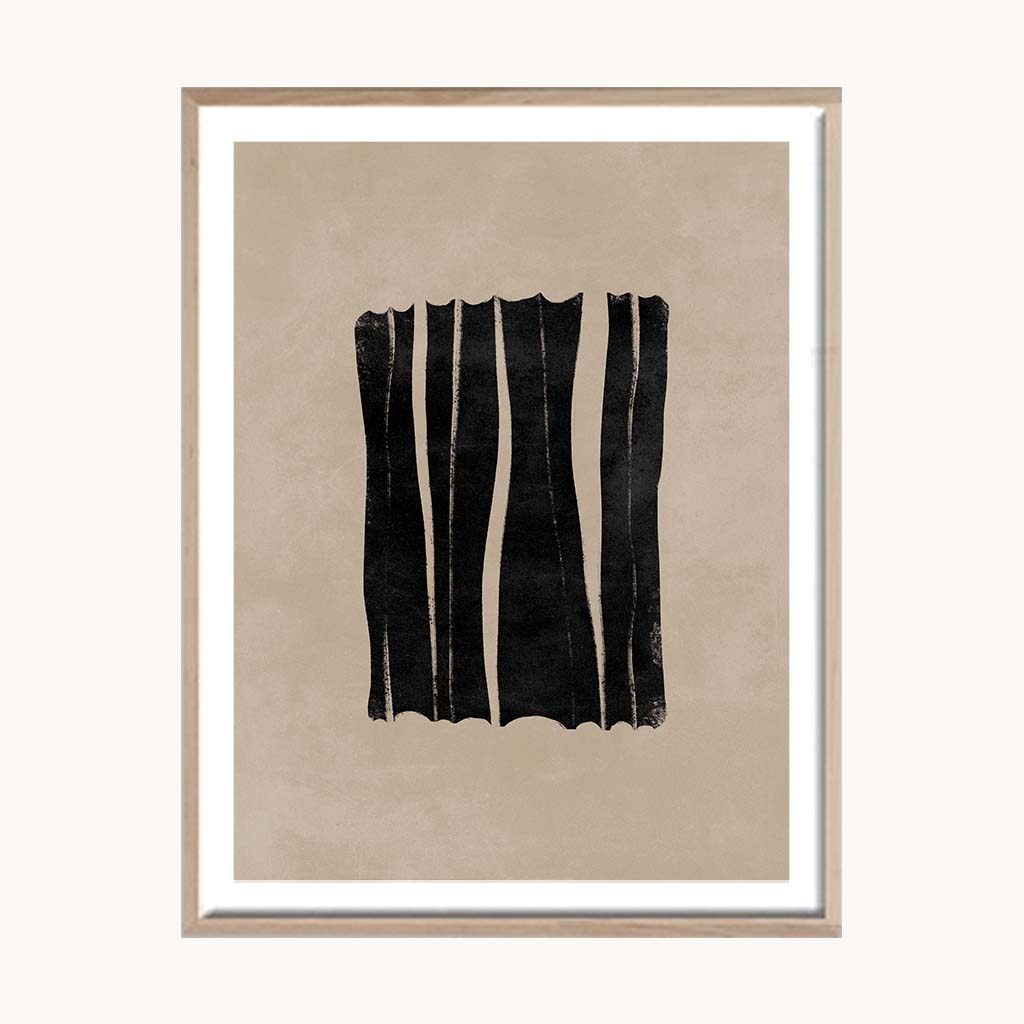Cuadro Abstracto Líneas Texturadas Negras