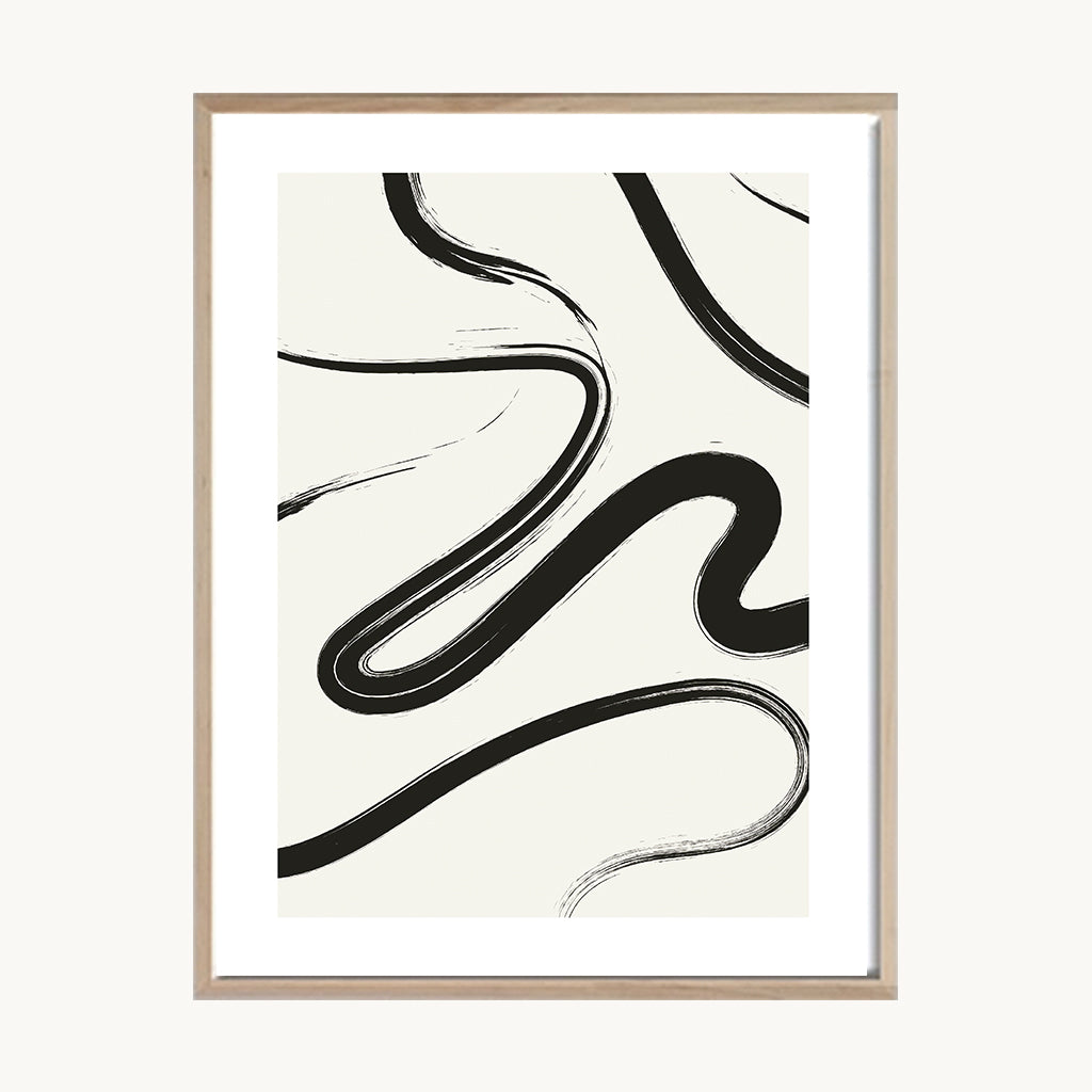Cuadro Abstracto Líneas Orgánicas Negras Fluídas