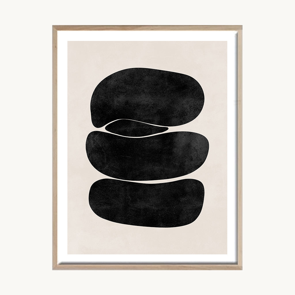 Cuadro Abstracto Formas Ovaladas Negras