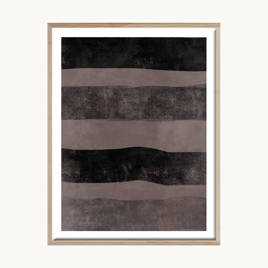 Cuadro Abstracto Franja Horizontal Terracota y Negro