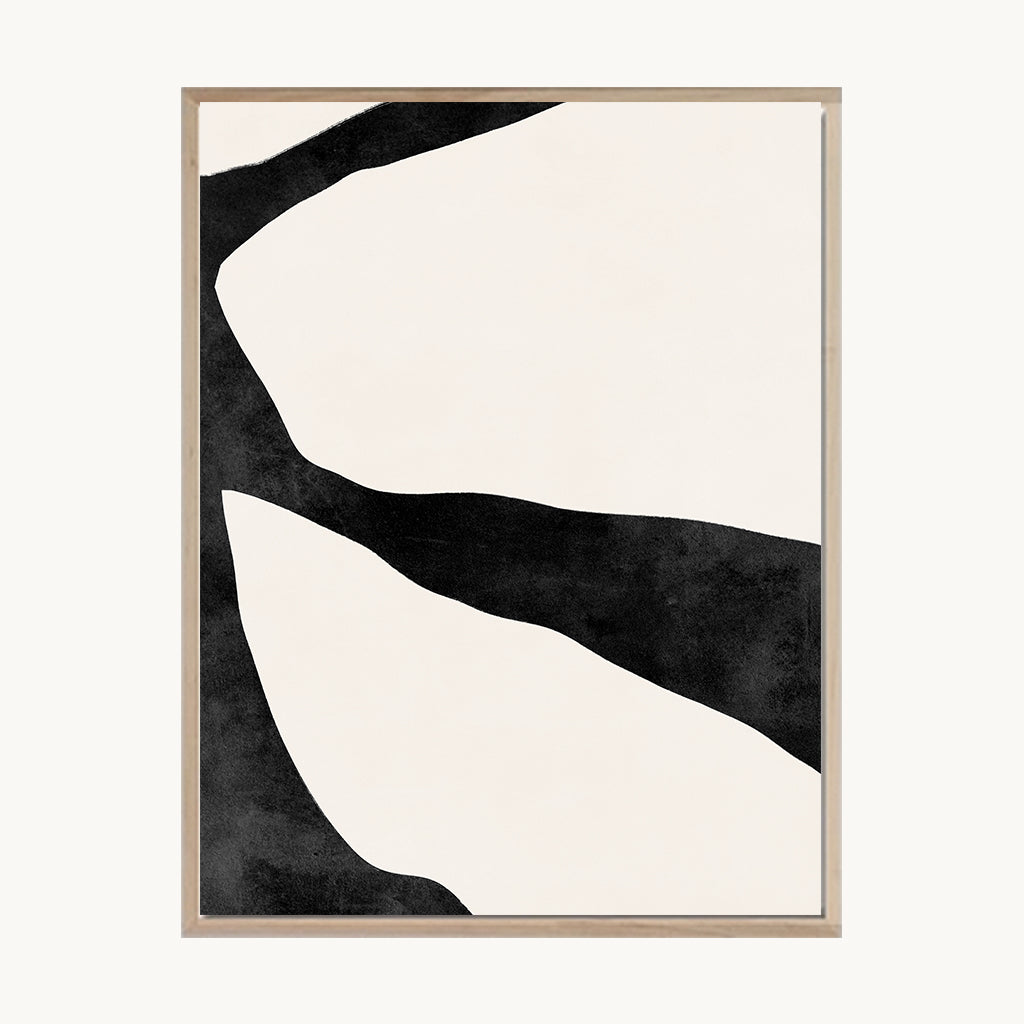 Cuadro Abstracto Composición Curva Beige y Negro