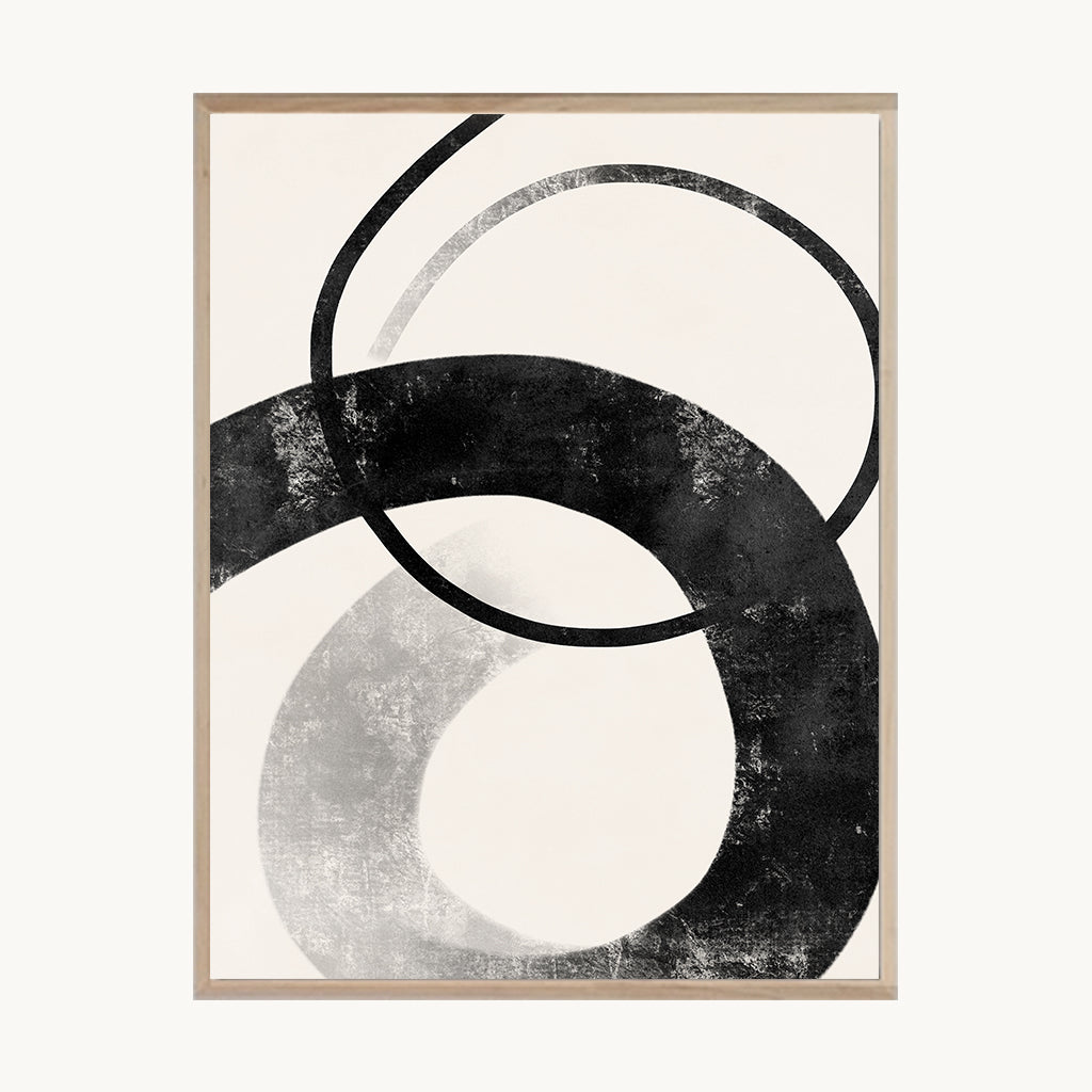 Cuadro Abstracto Geometría Circular Negra Minimal