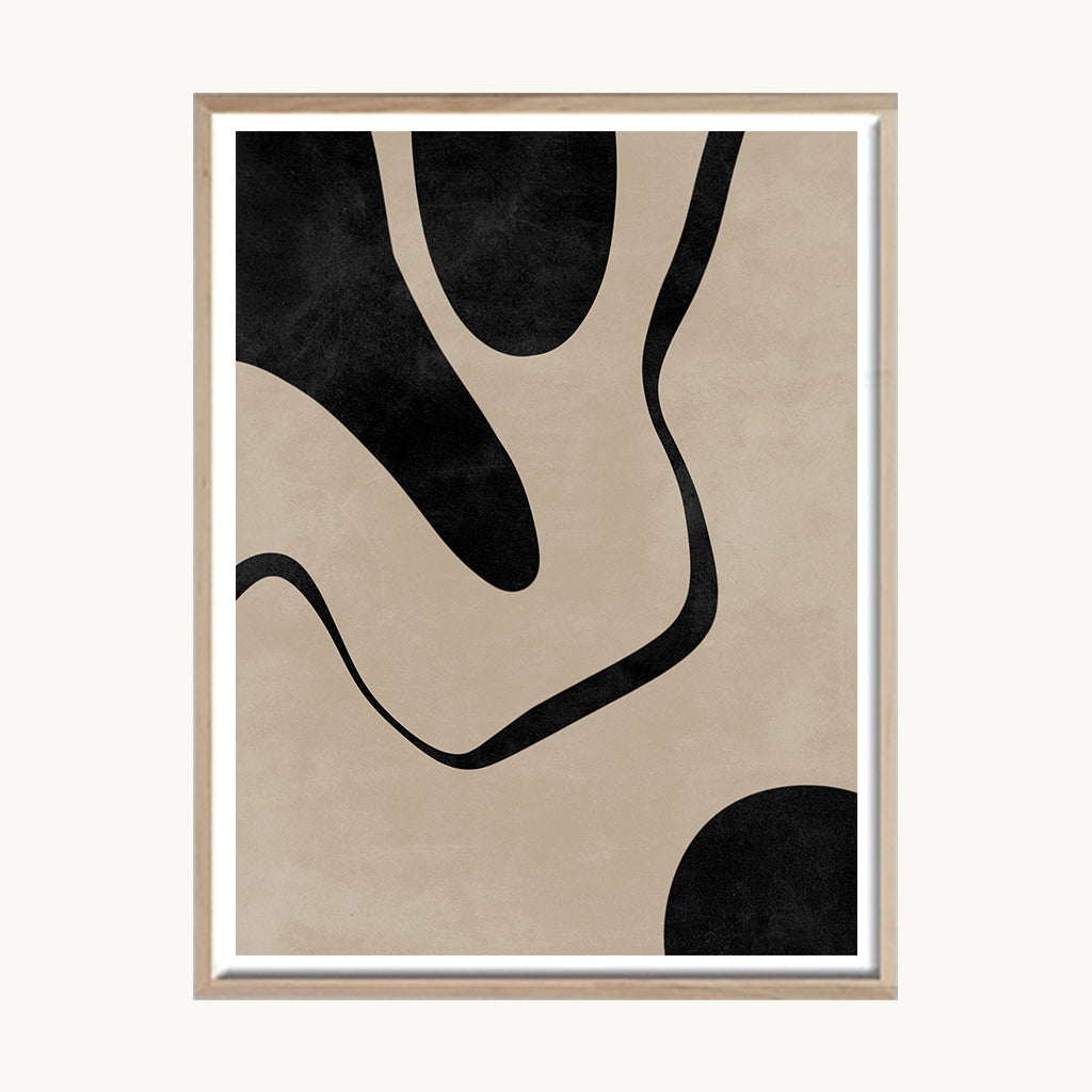 Cuadro Abstracto Líneas Orgánicas Beige Modernas