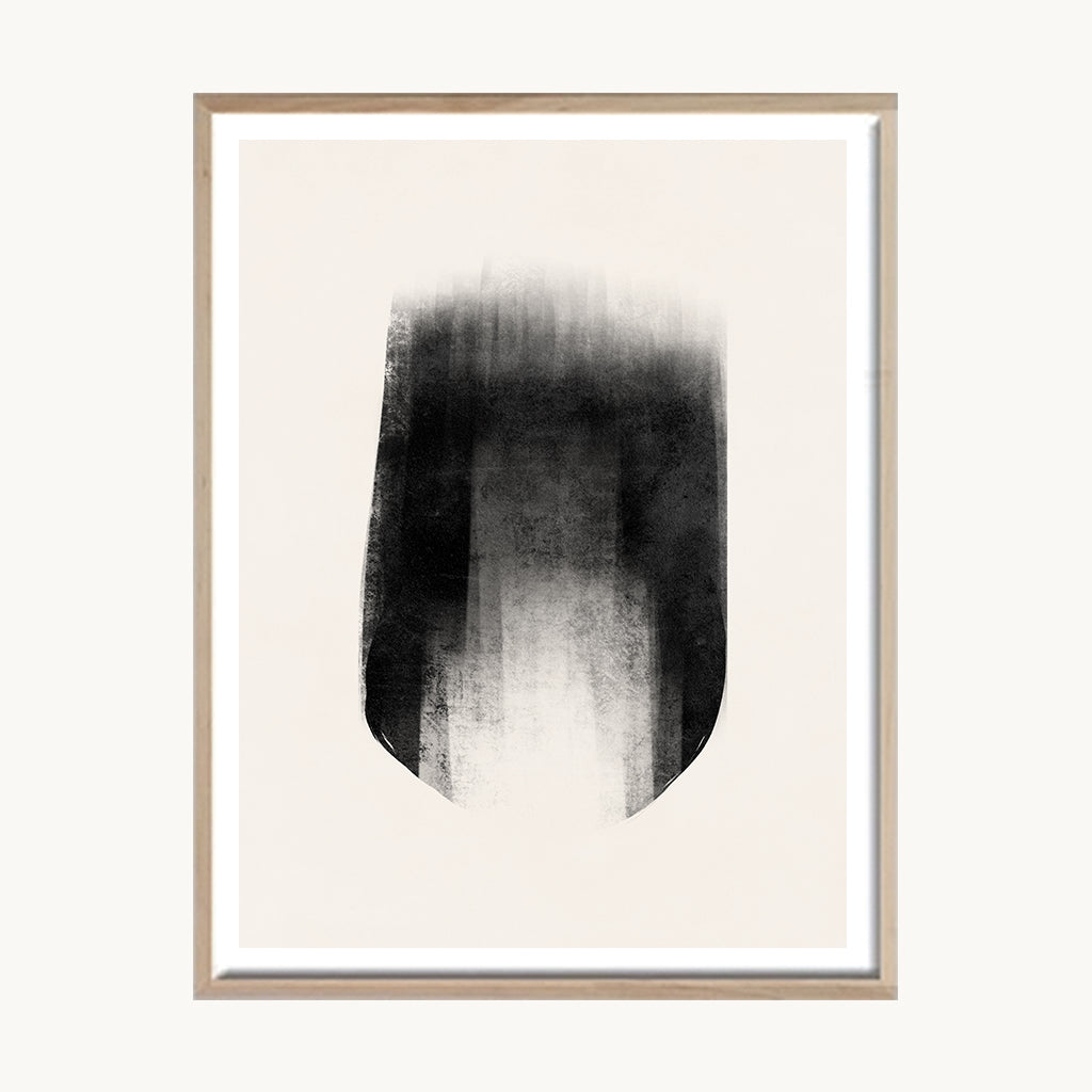 Cuadro Abstracto Mancha Vertical Negra Difuminada