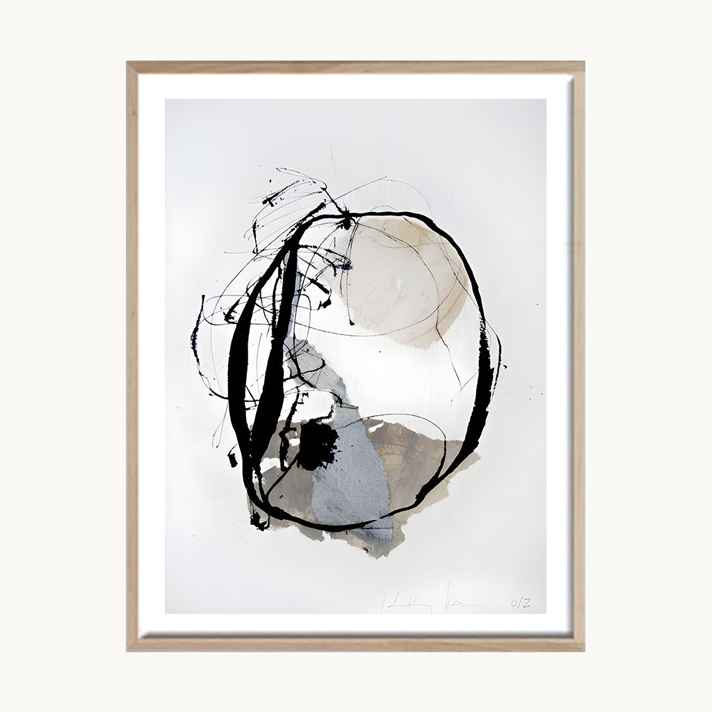 Cuadro Abstracto Trazo Circular Negro Artístico