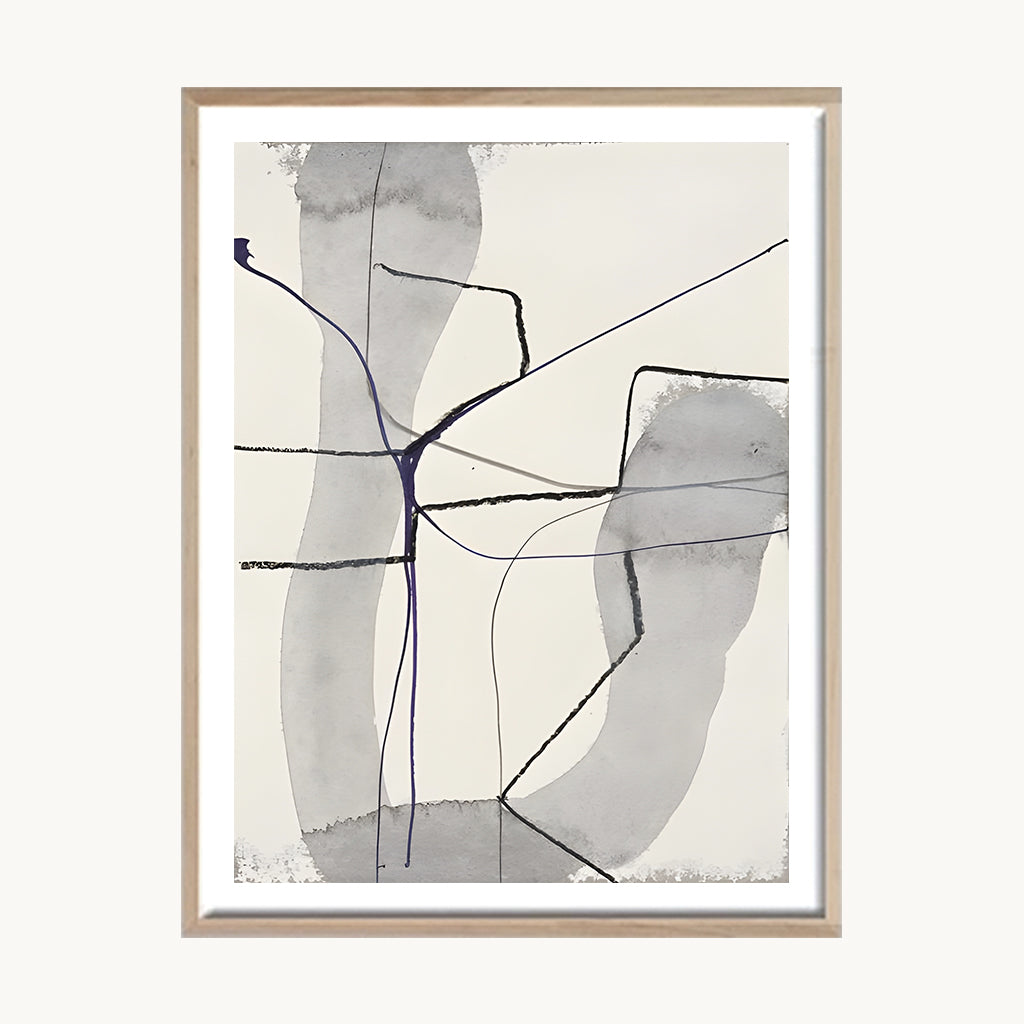 Cuadro Abstracto Dibujo Lineal Arquitectónico Neutro