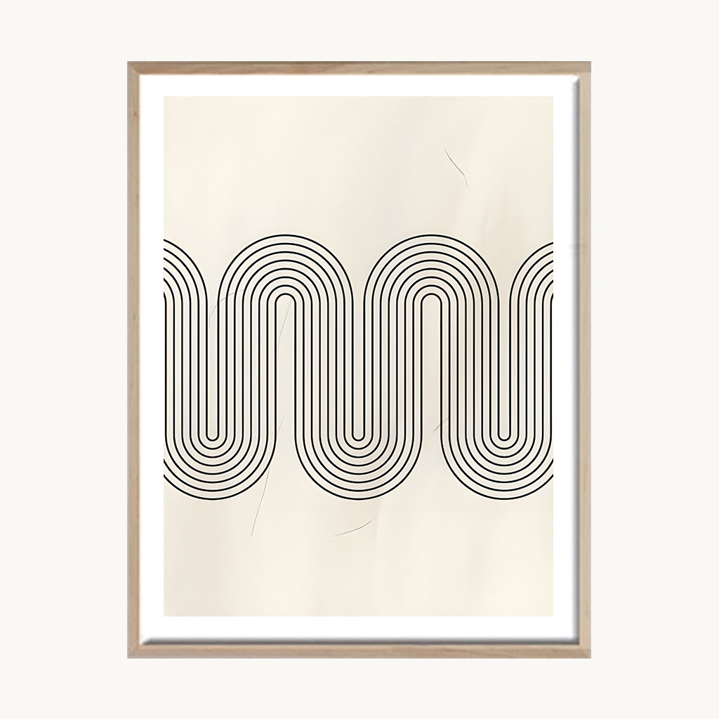 Cuadro Abstracto Patrón Geométrico Simétrico Beige