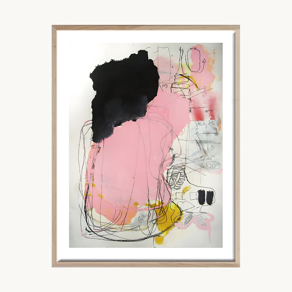 Cuadro Abstracto Rosa y Negro Contemporánea