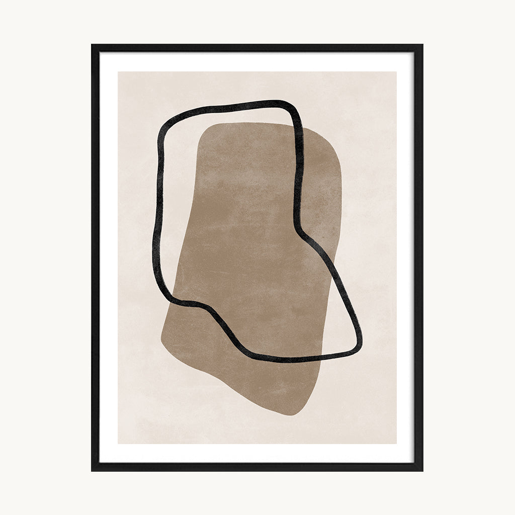 Cuadro Abstracto Silueta Orgánica Beige Lineal