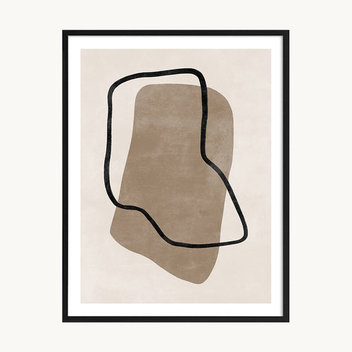 Cuadro Abstracto Silueta Orgánica Beige Lineal
