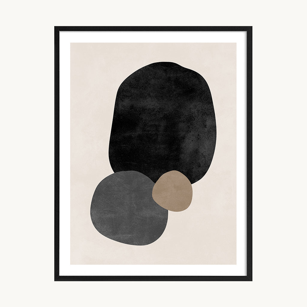 Cuadro Abstracto Composición Orgánica Gris y Negro