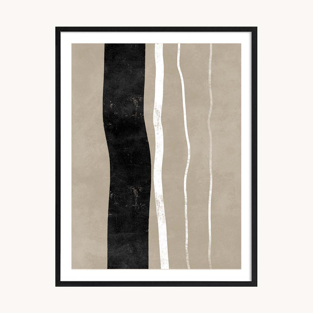 Cuadro Abstracto Composición Vertical Negra Minimal