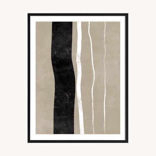 Cuadro Abstracto Composición Vertical Negra Minimal