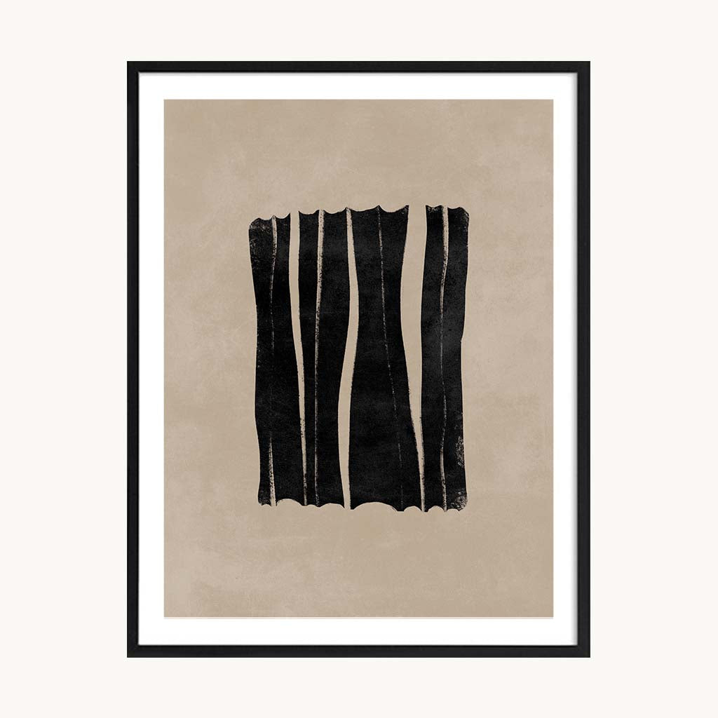 Cuadro Abstracto Líneas Texturadas Negras