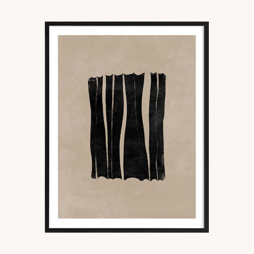 Cuadro Abstracto Líneas Texturadas Negras
