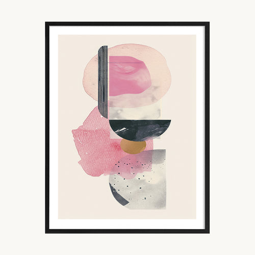 Cuadro Abstracto Rosa y Negro Orgánico