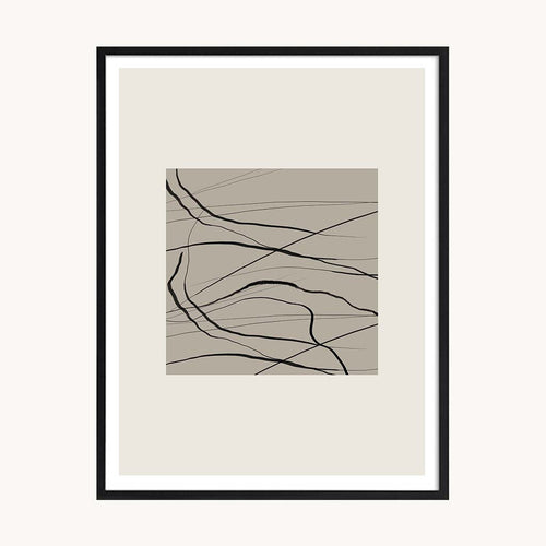 Cuadro Abstracto Dibujo Lineal Beige Minimalista
