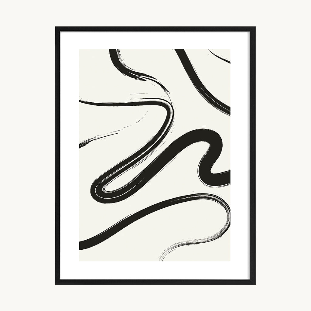 Cuadro Abstracto Líneas Orgánicas Negras Fluídas