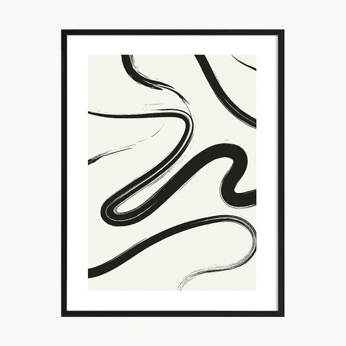 Cuadro Abstracto Líneas Orgánicas Negras Fluídas