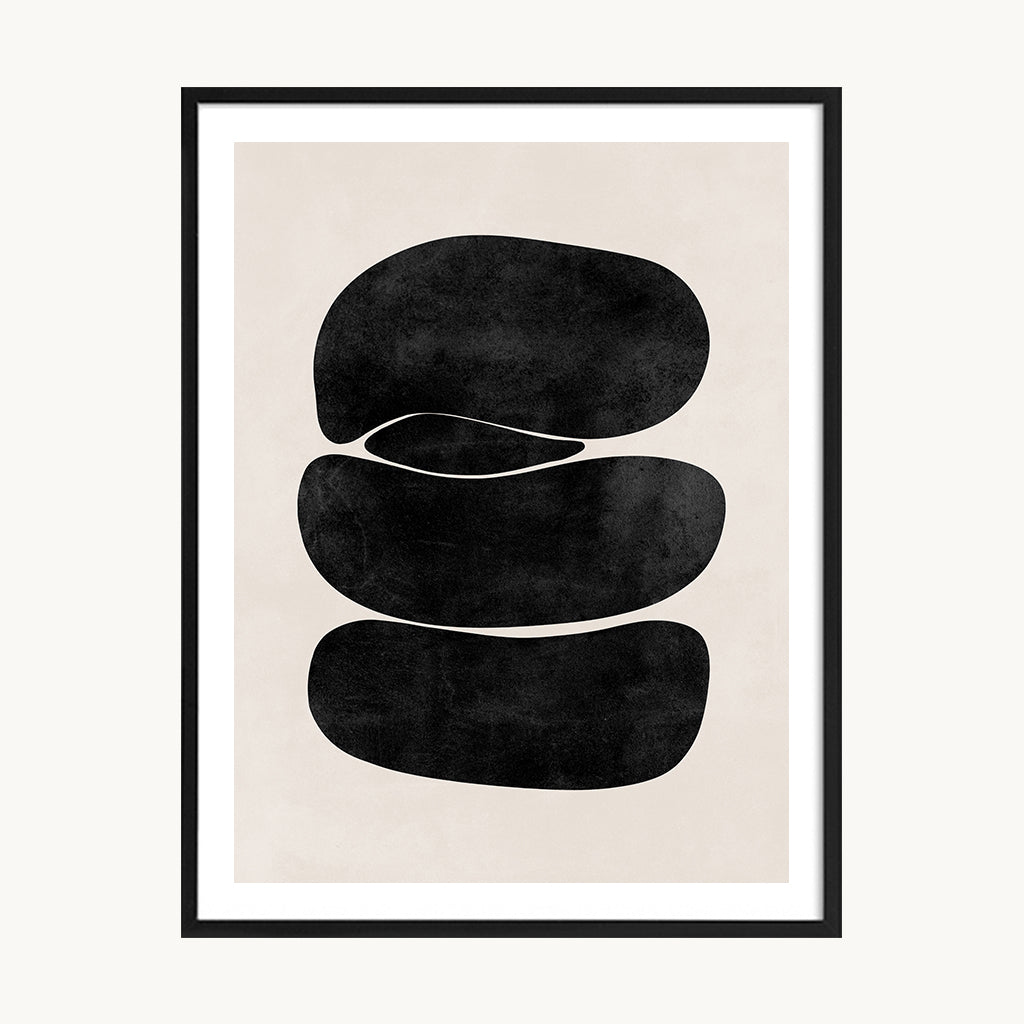 Cuadro Abstracto Formas Ovaladas Negras