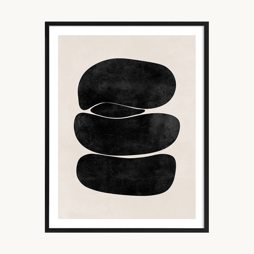 Cuadro Abstracto Formas Ovaladas Negras
