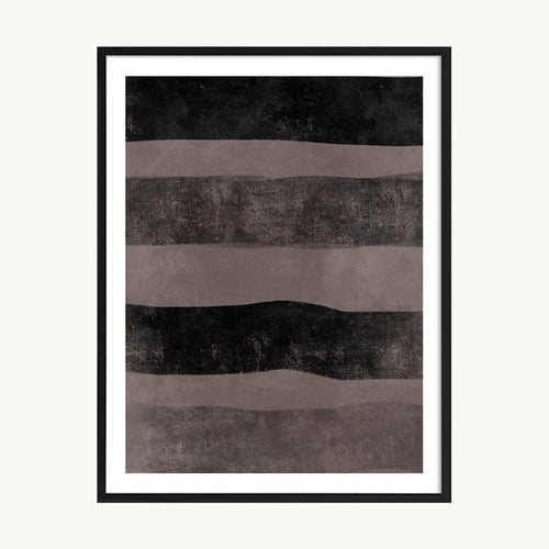 Cuadro Abstracto Franja Horizontal Terracota y Negro
