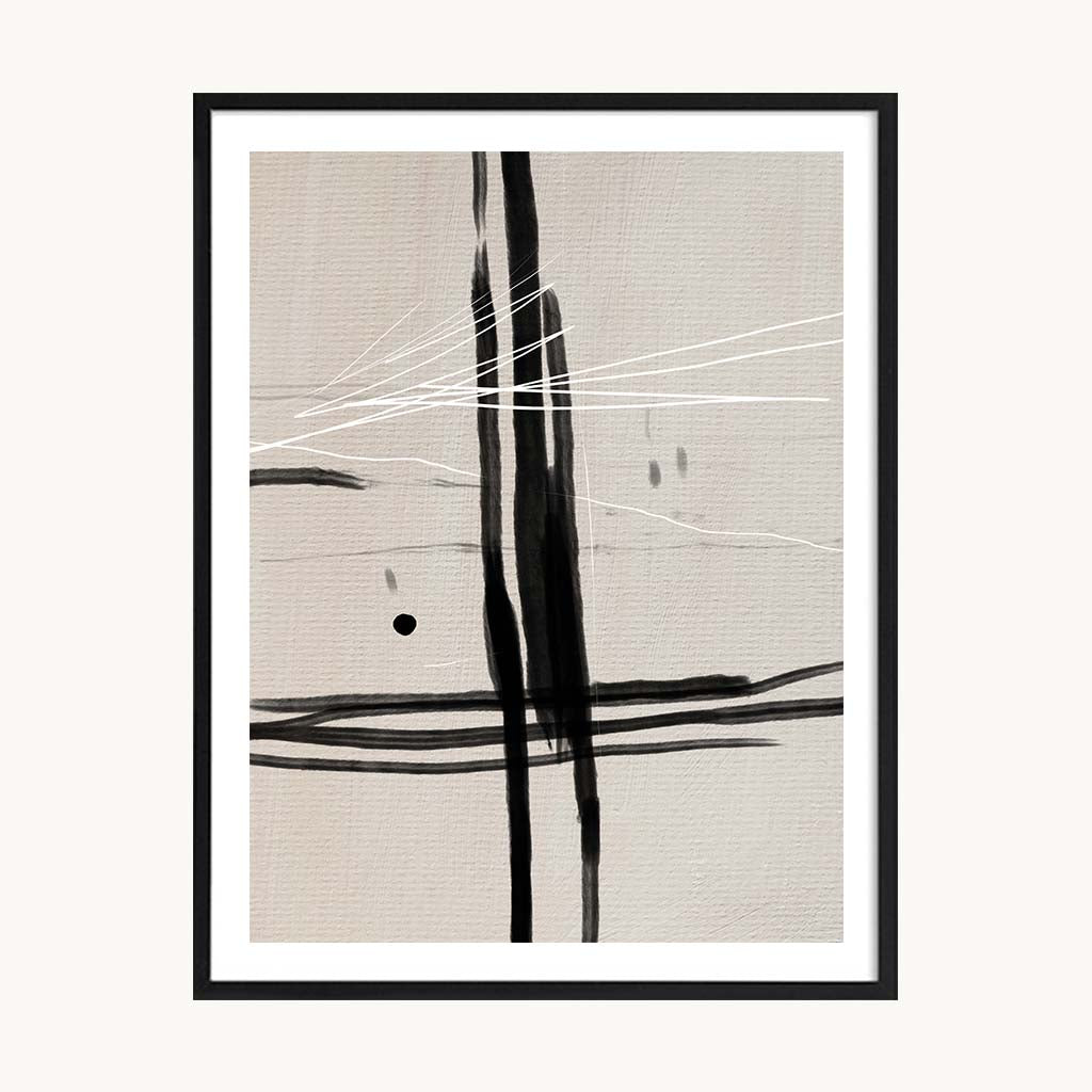 Cuadro Abstracto Composición Lineal Negra Expresiva