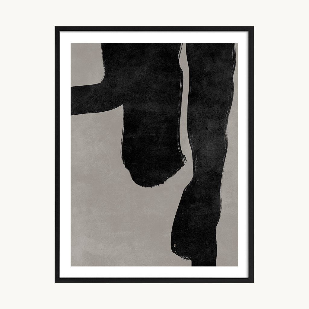 Cuadro Abstracto Silueta Orgánica Negra Vertical