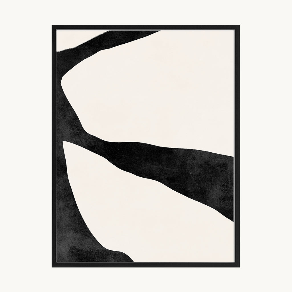 Cuadro Abstracto Composición Curva Beige y Negro
