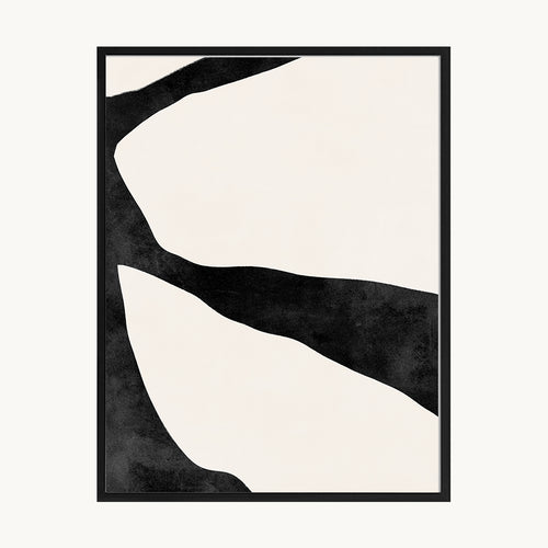 Cuadro Abstracto Composición Curva Beige y Negro
