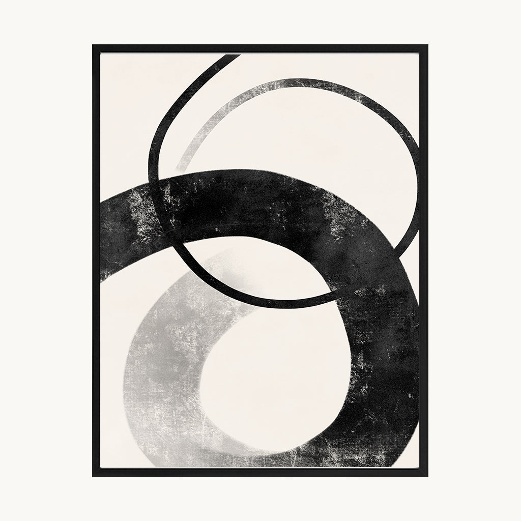 Cuadro Abstracto Geometría Circular Negra Minimal