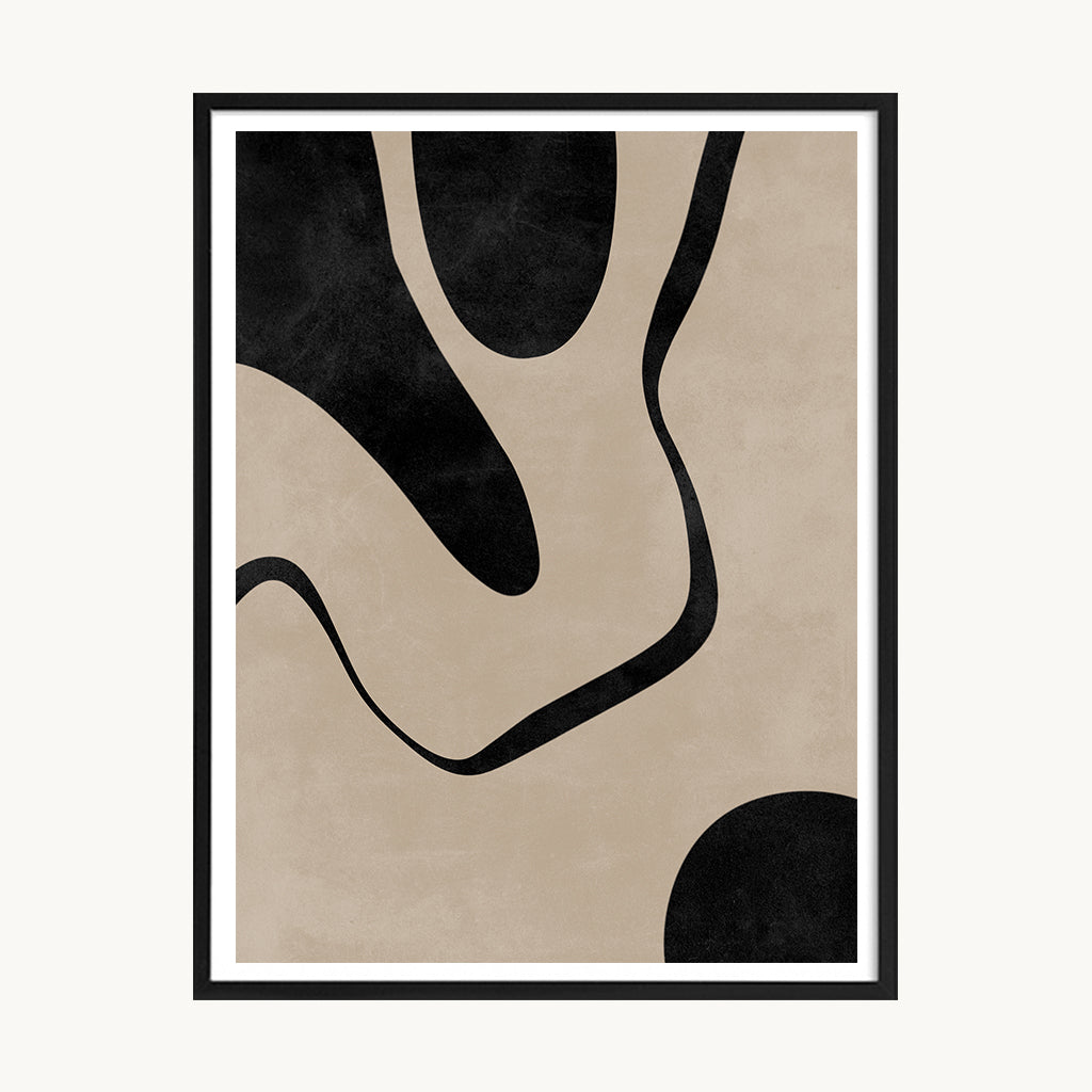 Cuadro Abstracto Líneas Orgánicas Beige Modernas