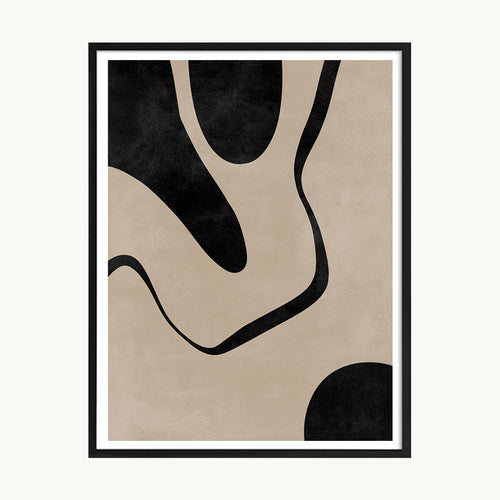 Cuadro Abstracto Líneas Orgánicas Beige Modernas