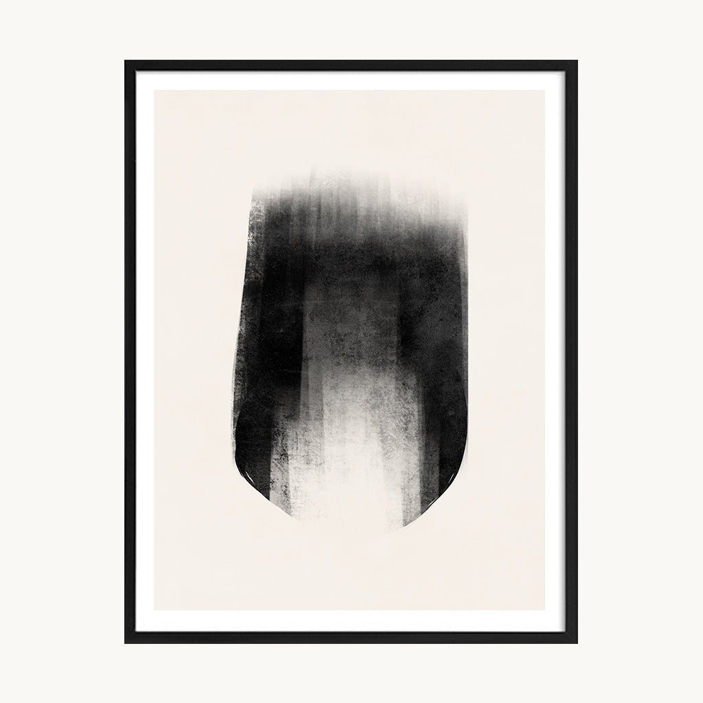 Cuadro Abstracto Mancha Vertical Negra Difuminada