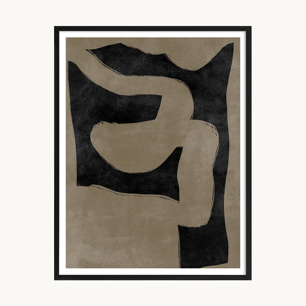 Cuadro Abstracto Formas Orgánicas Beige Oscuro