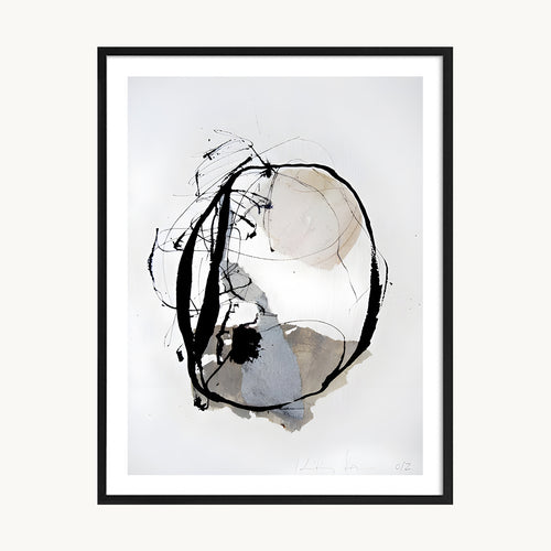 Cuadro Abstracto Trazo Circular Negro Artístico