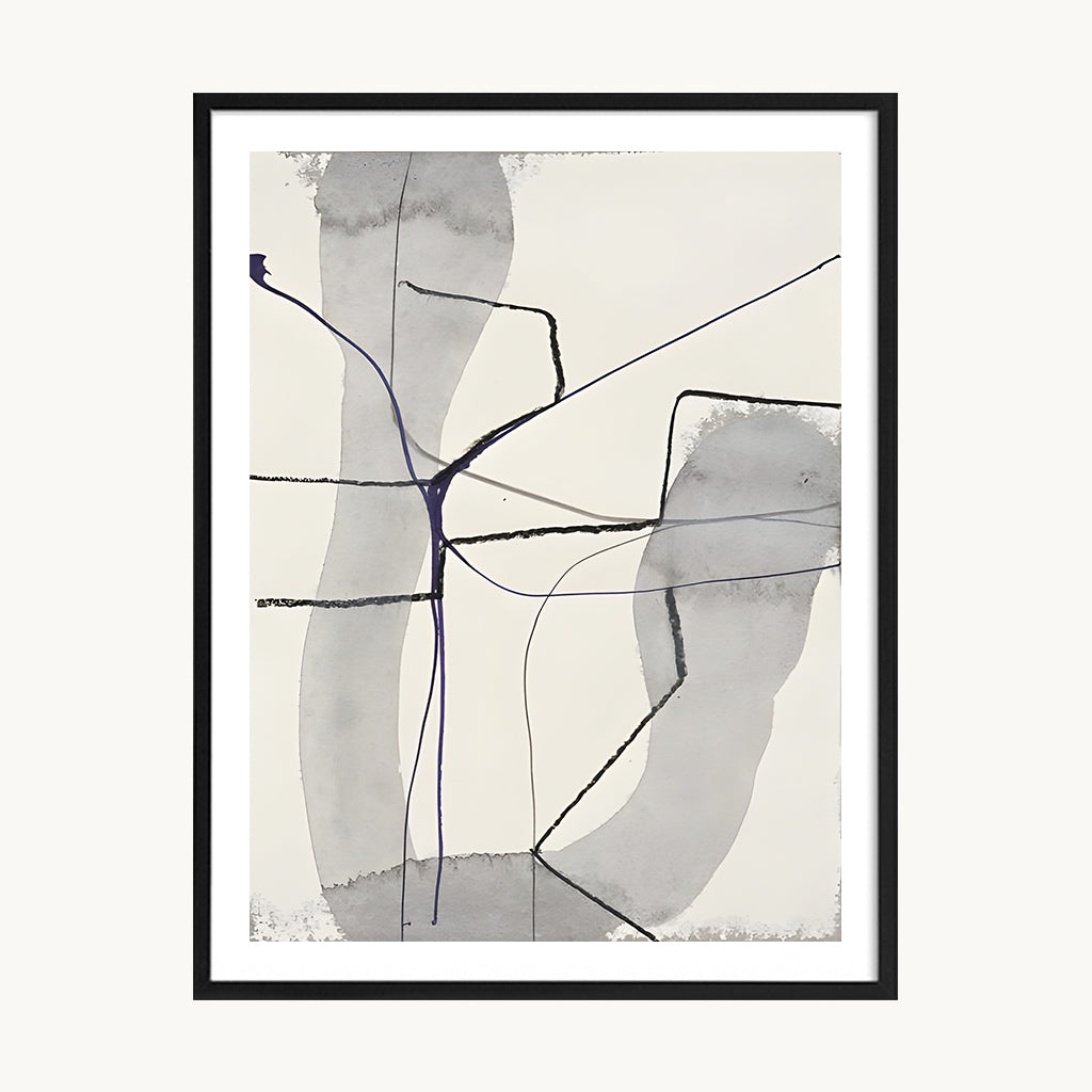 Cuadro Abstracto Dibujo Lineal Arquitectónico Neutro